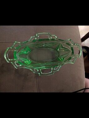 Green Glass Decorative Serving Tray - Home Bath